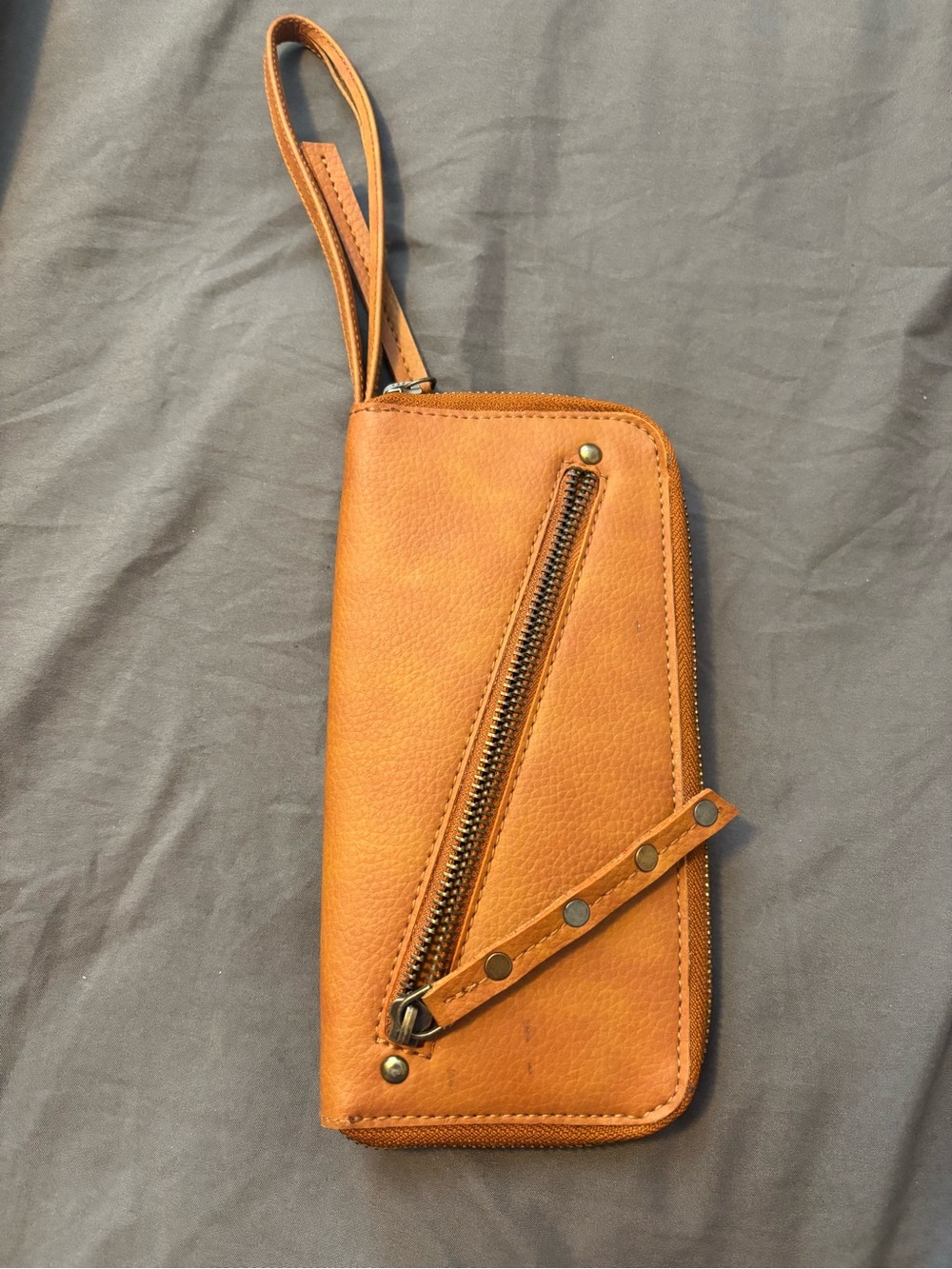 Free People Brown Zip-Around Card Wallet